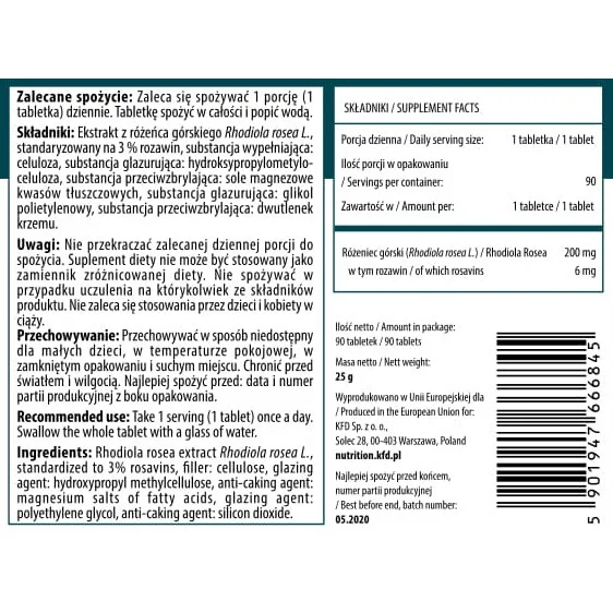 KFD Rhodiola Rosea - KFD Nutrition