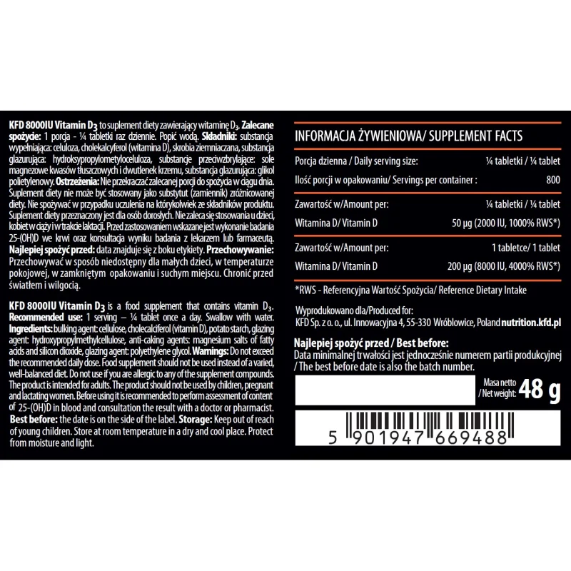 KFD Vitamin D3 8000 - Витамин D - KFD Nutrition