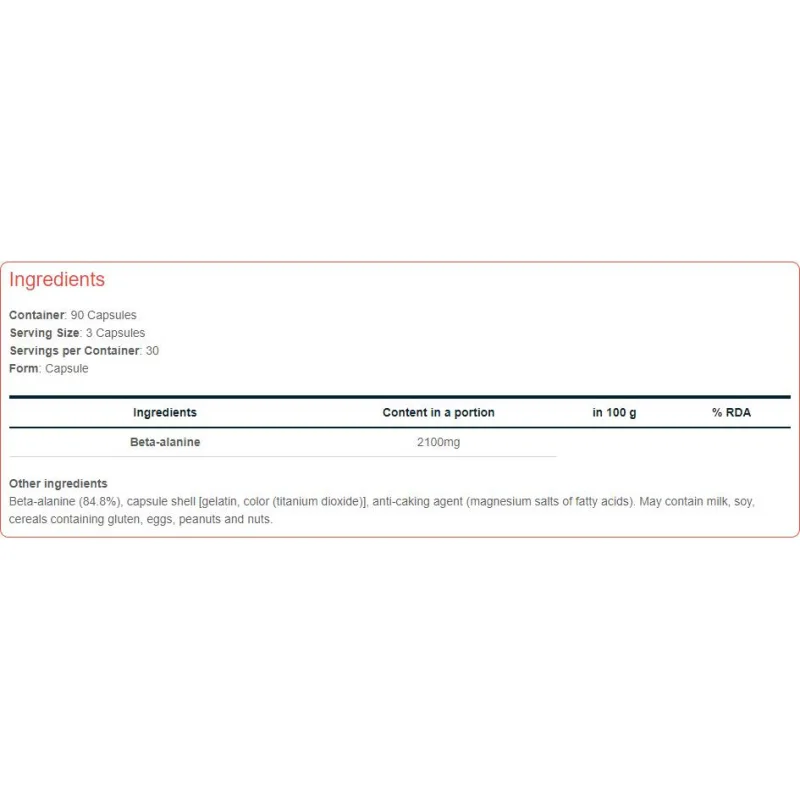 Beta-Alanine 700 | Workout Booster / 90 капсули, 30 дози - Trec Nutrition
