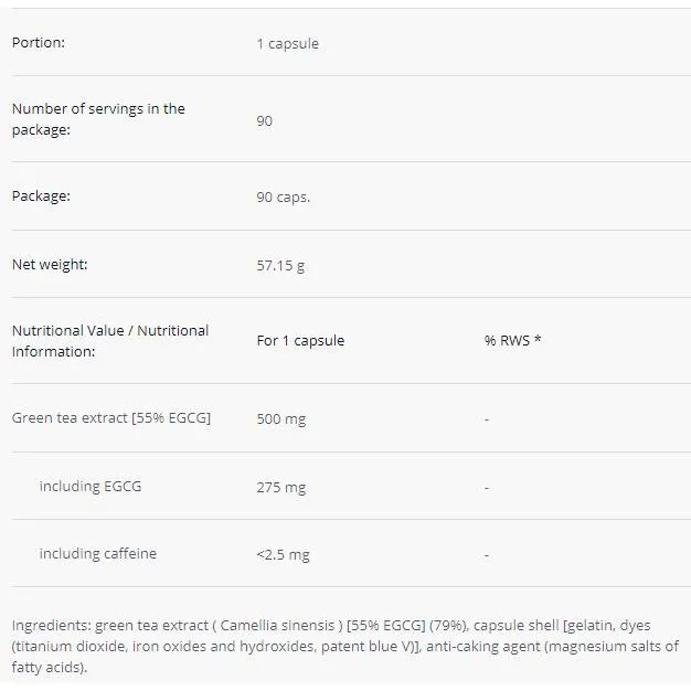 Green Tea | 55% EGCG / 90 капсули, 90 дози - Trec Nutrition