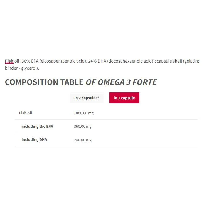 Omega 3 Forte 1000 mg | 60% EPA DHA / 60 Гел капсули, 60 дози - Trec Nutrition
