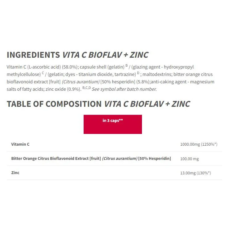 Vita C Bioflav + Zinc / 90 капсули, 30 дози - Trec Nutrition
