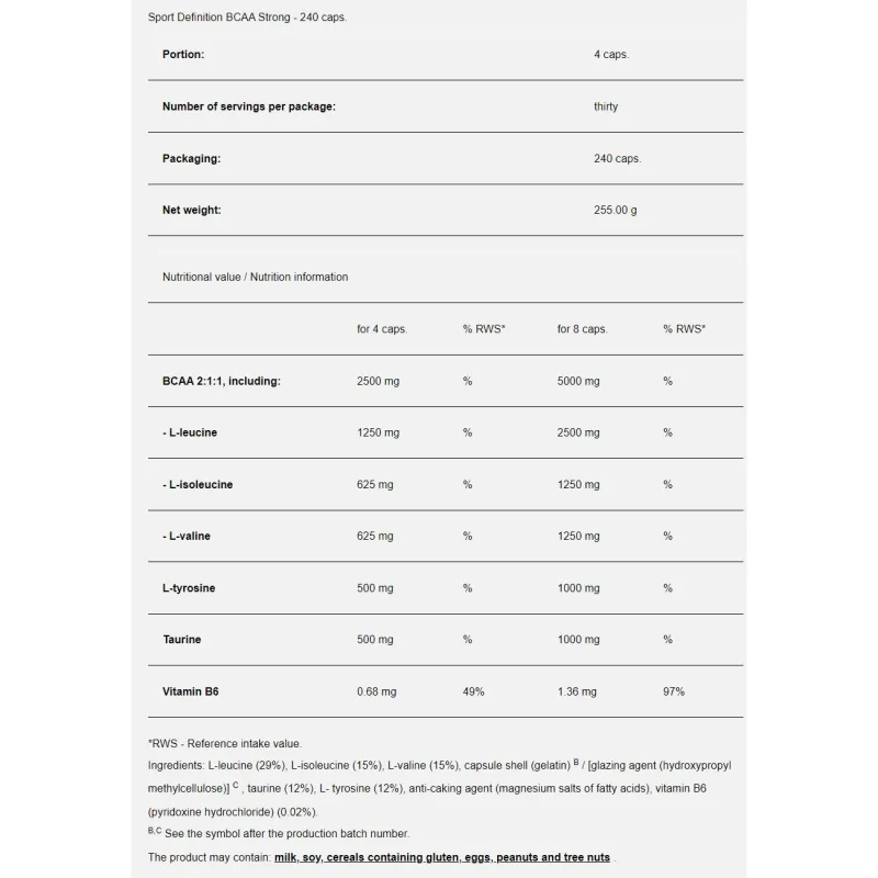 BCAA Strong / 120 капсули, 30 дози - Sport Definition