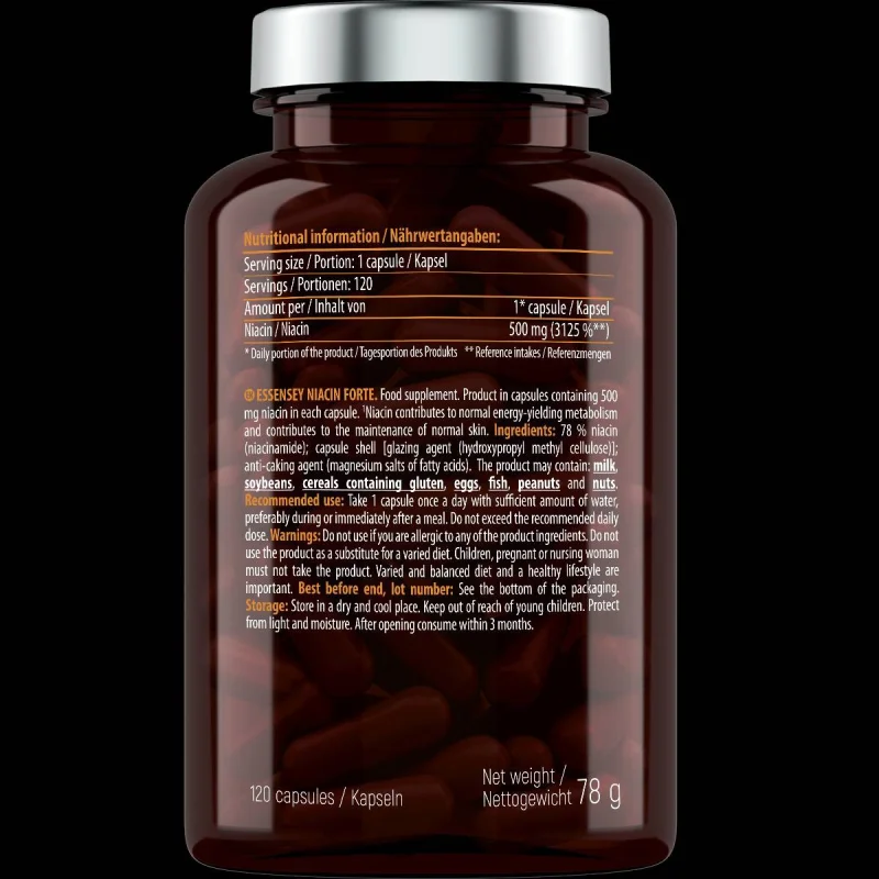 Niacin Forte 500 mg / 120 капсули, 120 дози - Essensey