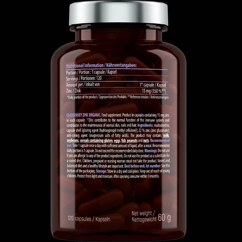Zinc Organic 15 mg / 120 капсули, 120 дози - Essensey