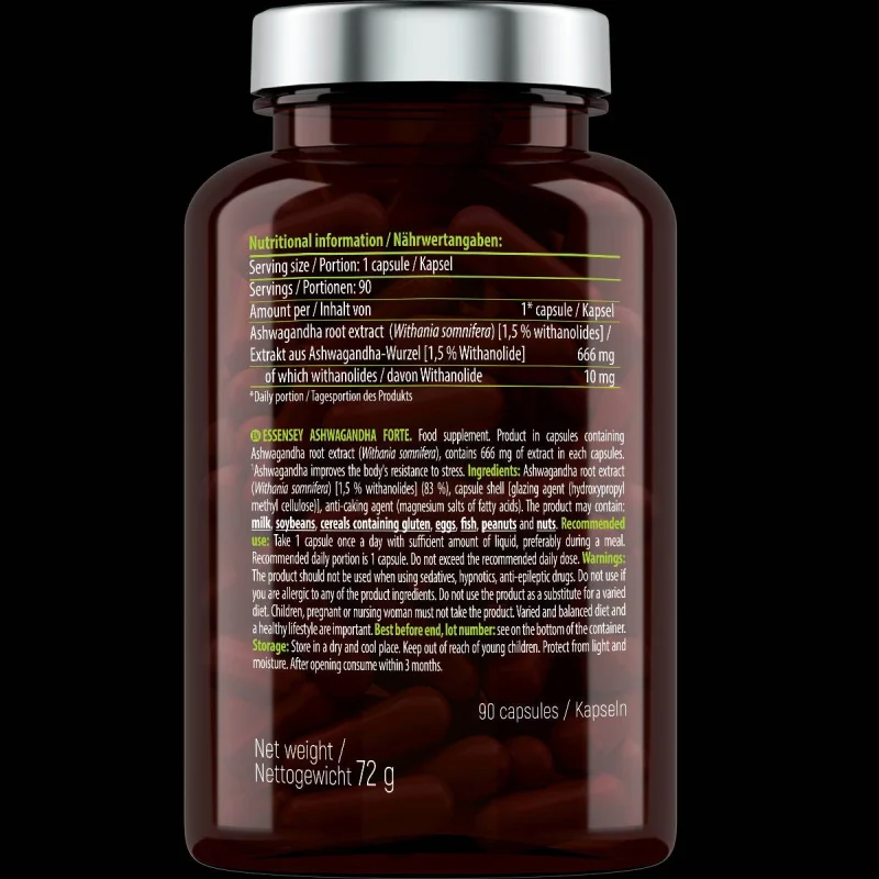 Ashwagandha Forte 666 mg / 90 капсули, 90 дози - Essensey