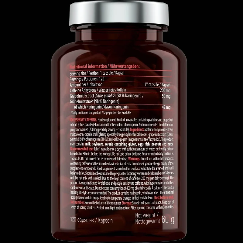 Caffeine 200 mg / 120 капсули, 120 дози - Essensey