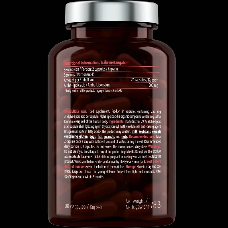 ALA | Alpha Lipoic Acid 500 mg / 90 капсули, 90 дози - Essensey