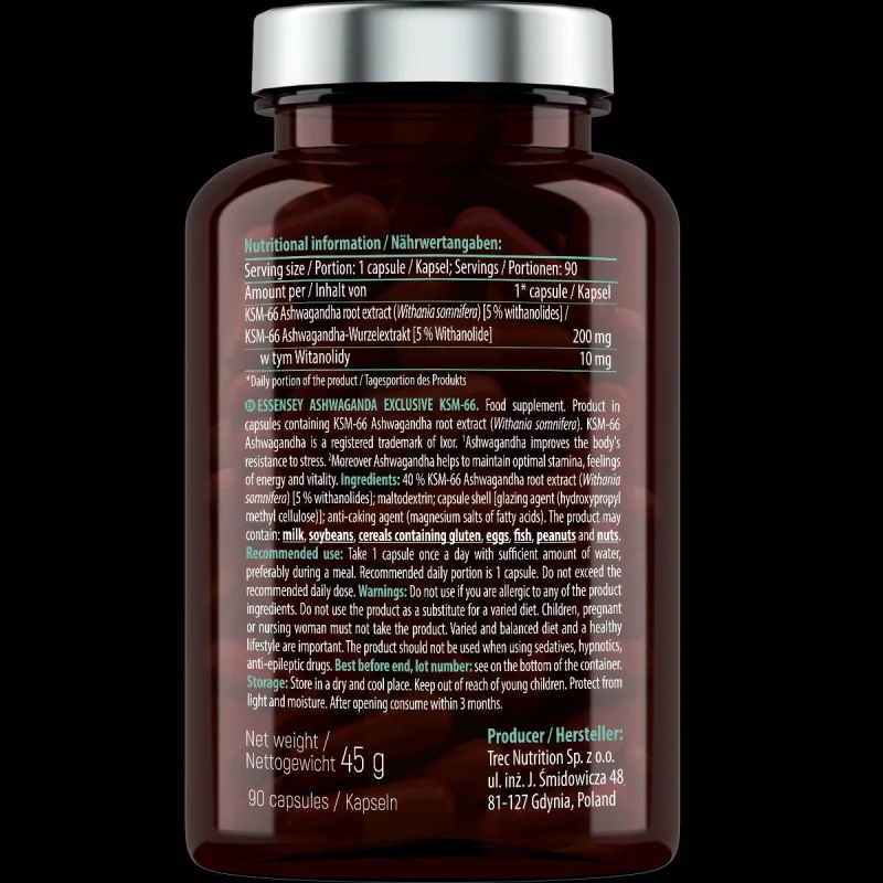 Ashwagandha KSM-66 200 mg / 90 капсули, 90 дози - Essensey
