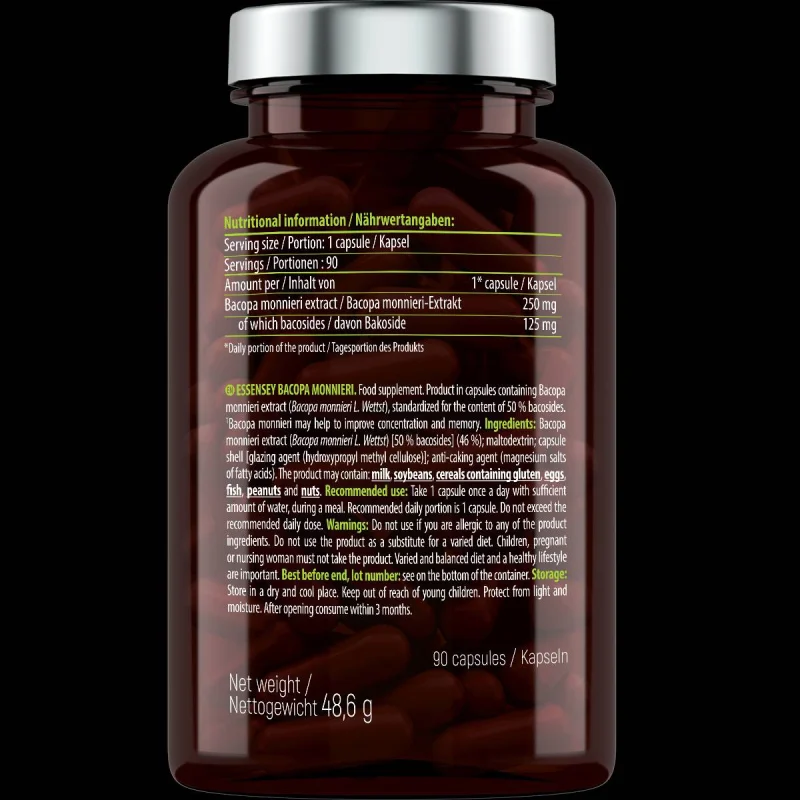 Bacopa Monnieri 250 mg / 90 капсули, 90 дози - Essensey