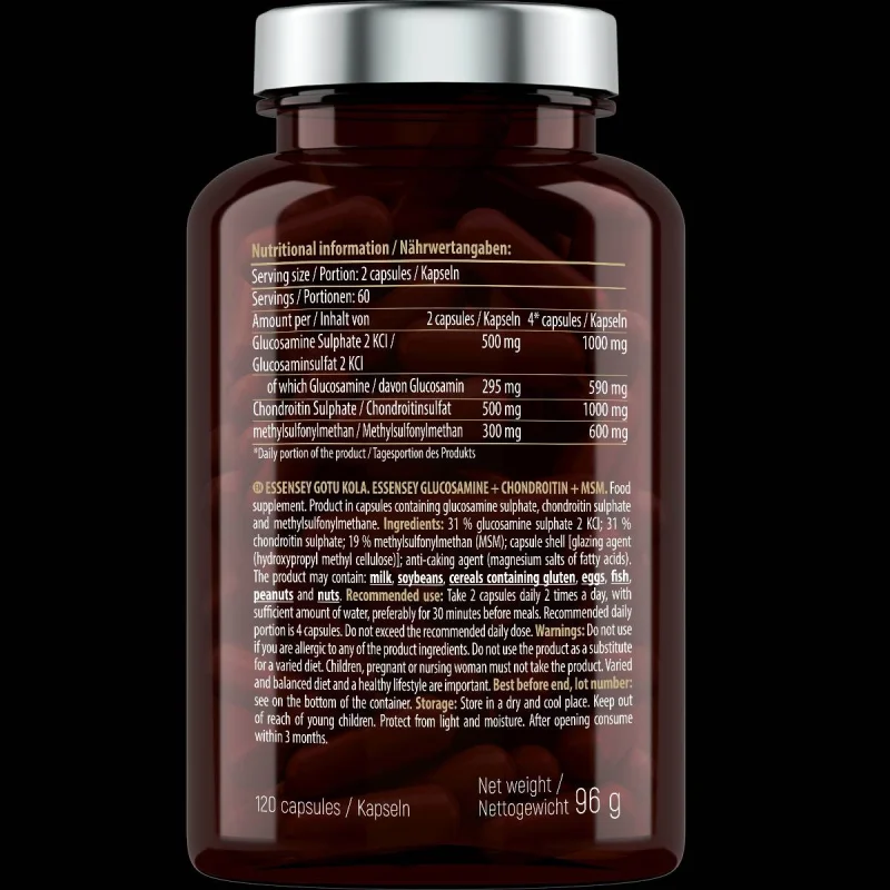 Glucosamine + Chondroitin + MSM / 120 капсули, 60 дози - Essensey