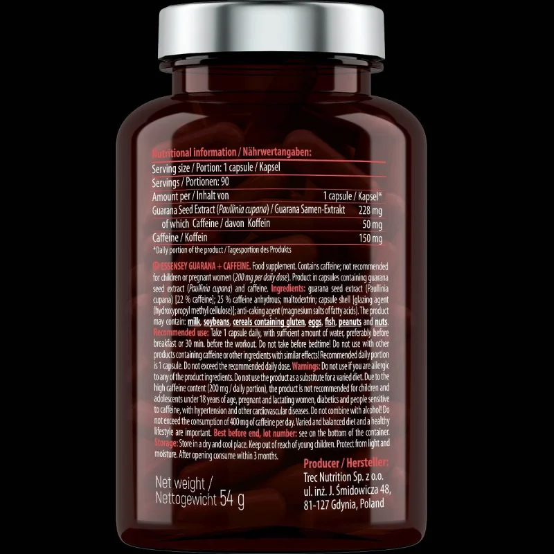 Guarana + Caffeine / 90 капсули, 90 дози - Essensey