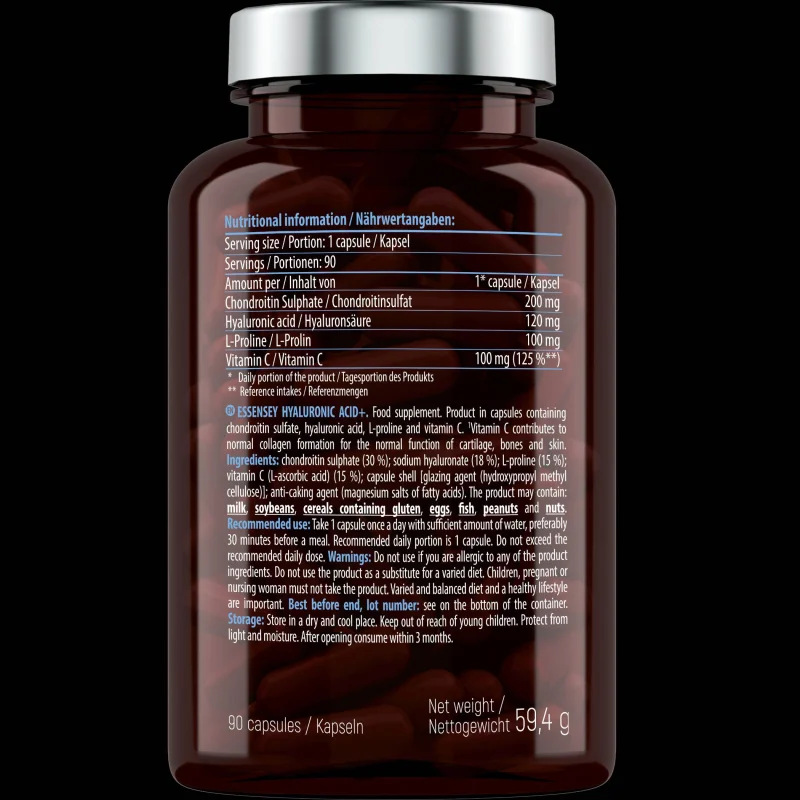 Hyaluronic Acid+ 120 mg / 90 капсули, 90 дози - Essensey