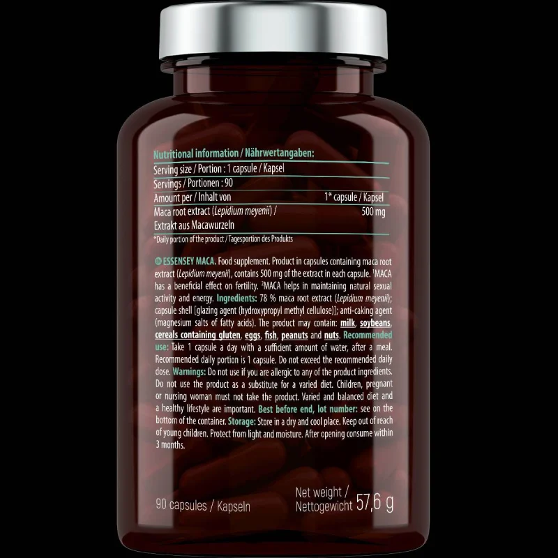 Maca 500 mg / 90 капсули, 90 дози - Essensey