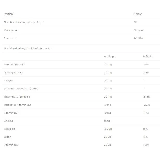Vitamin B Complex / 90 капсули, 90 дози - 6PAK Nutrition