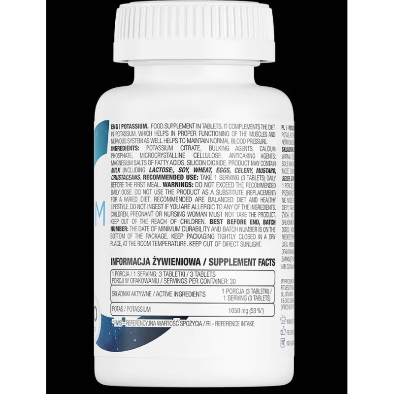 Potassium Citrate 350 mg / 90 Таблетки, 30 дози - OstroVit