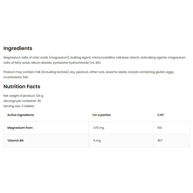 Mg + B6 / Magnesium Citrate + B6 / 90 Таблетки, 30 дози - OstroVit