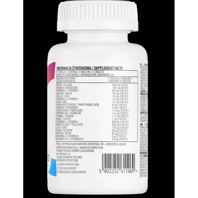 100% Vit&Min / 90 Таблетки, 45 дози - OstroVit