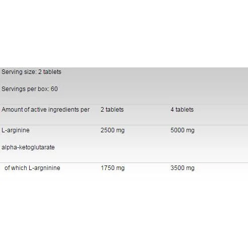 Arginine AKG / AAKG 1250 mg (60 дози) / 120 Таблетки - FA Nutrition