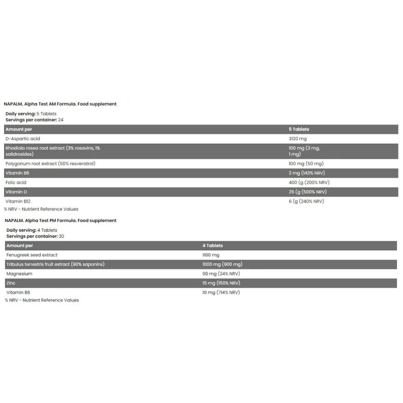 Xtreme Napalm Alpha Test | AM & PM Formula / 120 + 120 Таблетки - FA Nutrition