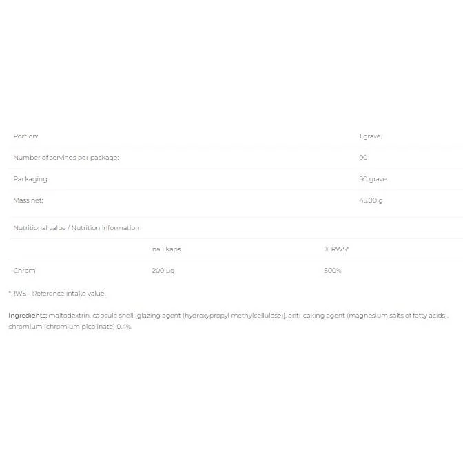 Chromium 200 mcg / 90 капсули, 90 дози - 6PAK Nutrition