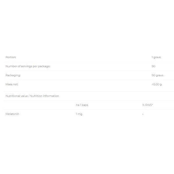 Melatonin 1 mg / 90 капсули, 90 дози - 6PAK Nutrition