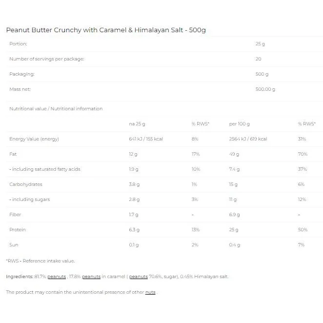 Peanut Butter - Caramel & Himalayan Salt / 500 грама - 6PAK Nutrition