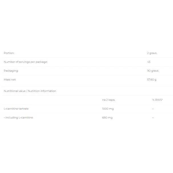 L-Carnitine 500 mg / 90 капсули, 90 дози - 6PAK Nutrition