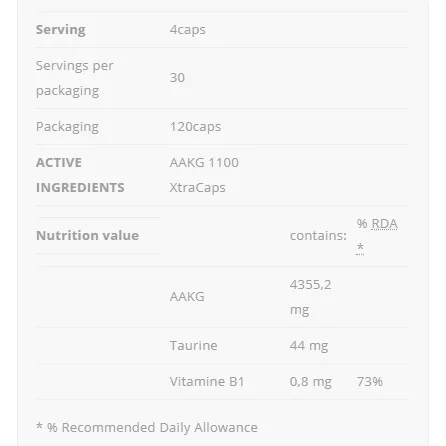AAKG 1100 XtraCaps - Allnutrition
