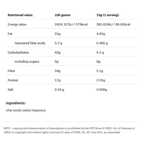 Chia - Чиа, Разфасовка 500g - Allnutrition