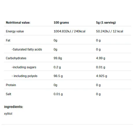 Xylitol - Подсладител - Ксилитол, Разфасовка 500g - Allnutrition