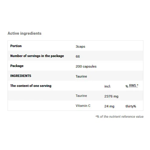 Taurine Caps - Таурин, Разфасовка 200 caps - SFD