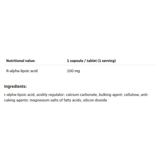 R-ALA - Alpha Lipoic Acid - Алфа Липоева Киселина, Разфасовка 90 caps - SFD