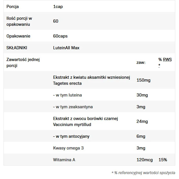 LuteinAll Max, Разфасовка 60 caps - Allnutrition