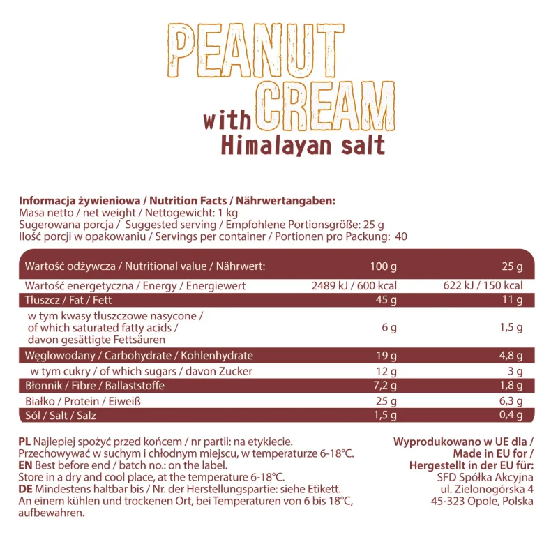 Peanut Cream Hymalayan Salt - Фъстъчено масло, Разфасовка 1.000kg - Allnutrition