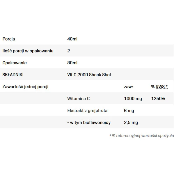 Vitamin C Shock - Витамин C, Разфасовка 80ml - Allnutrition