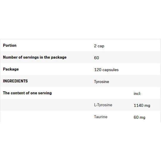 Tyrosine - Тирозин, Разфасовка 120 caps - Allnutrition