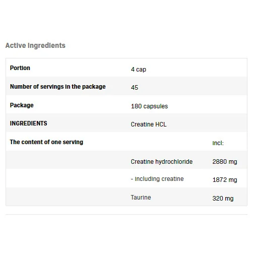 Creatine HCL Caps - Креатин, Разфасовка 180 caps - SFD