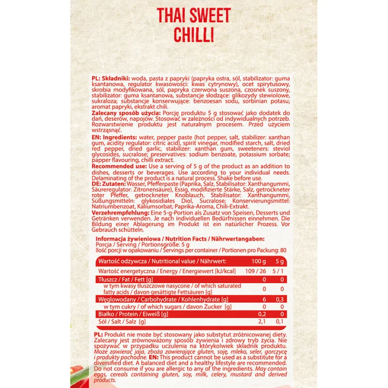Sauce Thai Sweet Chilli - Диетичен Сос, Разфасовка 400g - Allnutrition