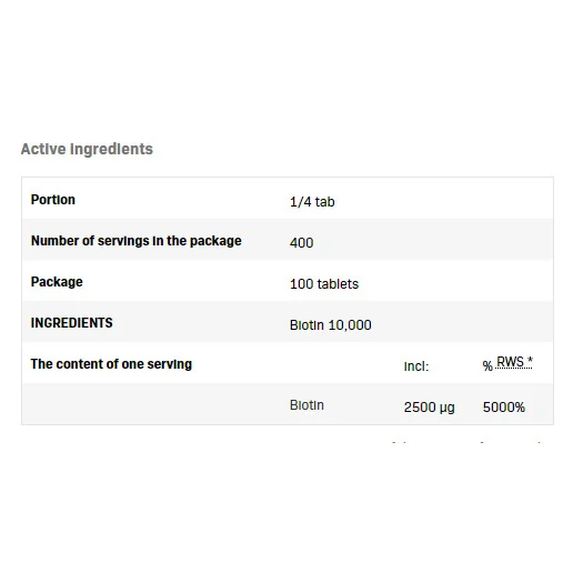 Biotin - Биотин, Разфасовка 100 tabs - SFD
