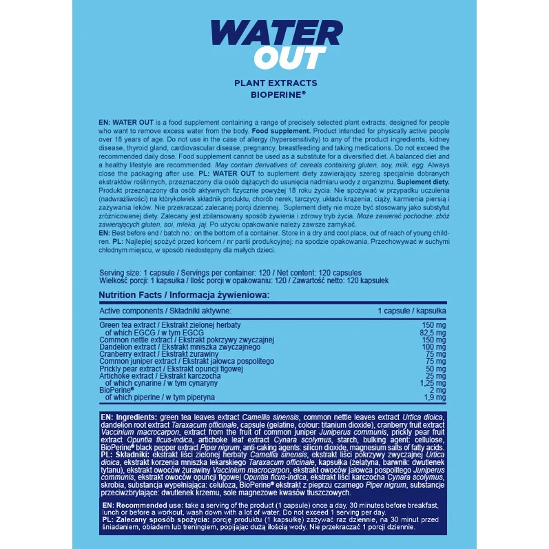 Water Out - Диуретик, Разфасовка 120 caps - Allnutrition