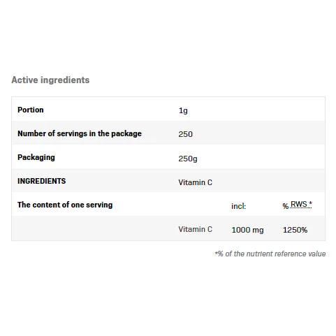 Vitamin C 1000 Powder - Витамин C, Разфасовка 250g - SFD