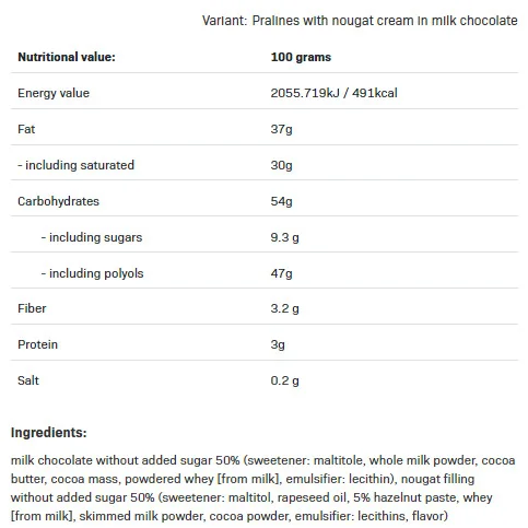 NutLove Pralines Milk Choco Nougat - Диетични Бонбони - Allnutrition