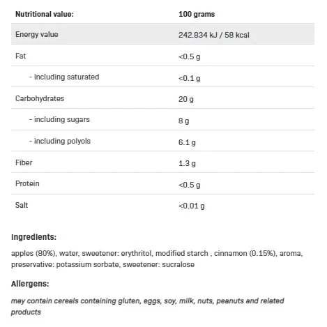 FruLove - Apple & Cinnamon - Диетичен Конфитюр, Разфасовка 1kg - Allnutrition