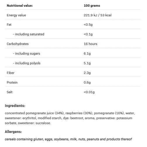 FruLove - Raspberry & Pomegranate - Конфитюр, Разфасовка 1kg - Allnutrition