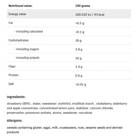 FruLove - Strawberry - Диетичен Конфитюр, Разфасовка 1kg - Allnutrition