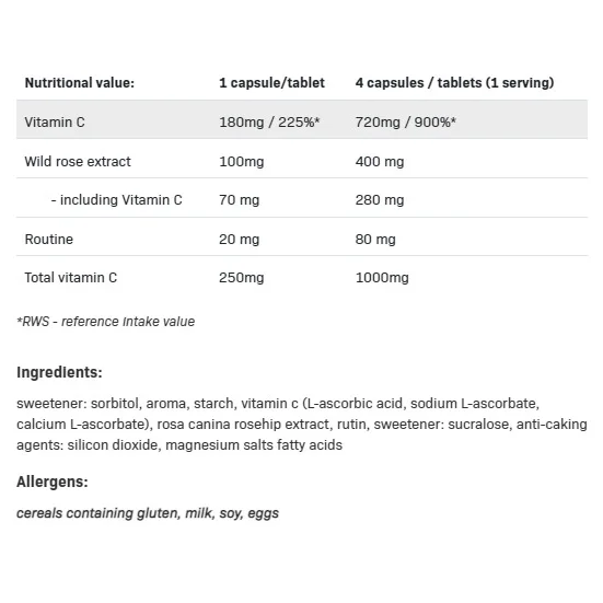 Vitamin C 1000 + Rutine - Витамин C + Рутин, Разфасовка 180 tabs - SFD