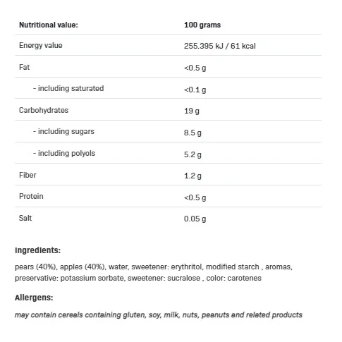 FruLove - Apple & Pear - Диетичен Конфитюр, Разфасовка 1kg - Allnutrition