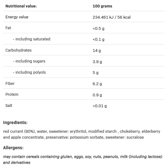 FruLove in Jelly - Redcurrent - Диетичен Конфитюр, Разфасовка 1kg - Allnutrition