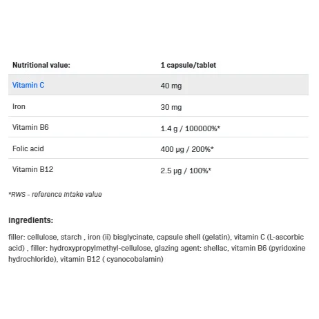 Iron SR - Желязо, Разфасовка 120 caps - Allnutrition